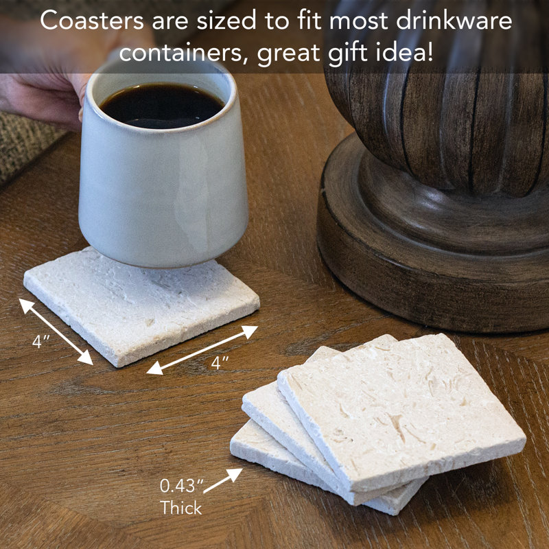 Stoneware Square 4 Piece Coaster Set