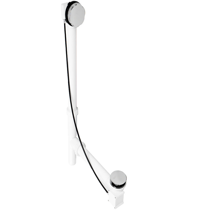 27" Cable Drive Pop-Up Bathtub Drain Trim with Poly Pipe Assembly and Rotary Overflow Cover, Polished Chrome