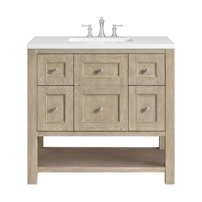 Breckenridge 36'' W Single Vanity, Whitewashed Oak, White Zeus, 8" Widespread