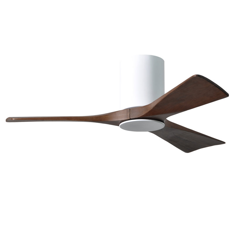 Irene LED Ceiling Fan, Gloss White, Barn Wood Tone, 52"