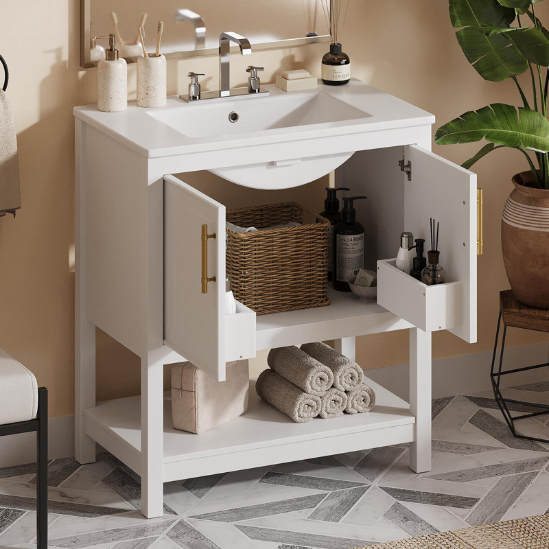 30" Modern Simple Design Bathroom Vanity, White