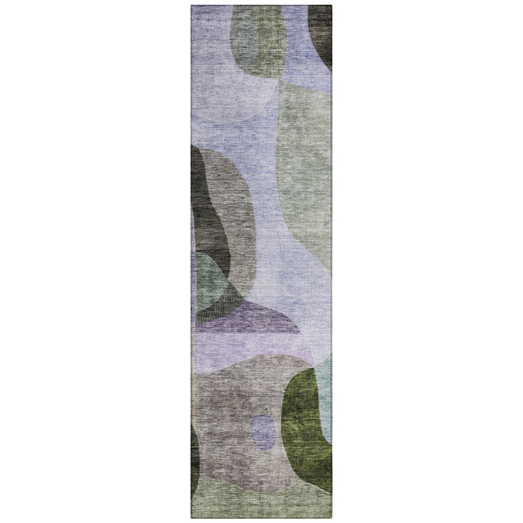 Machine Washable Indoor/Outdoor Segin ACN1119 Olive Rug