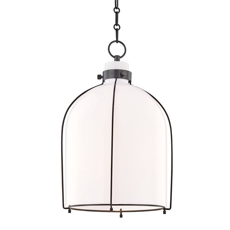 Luminaire suspendu en forme de dôme à 1 lumière Trejohn, Bronze vieilli