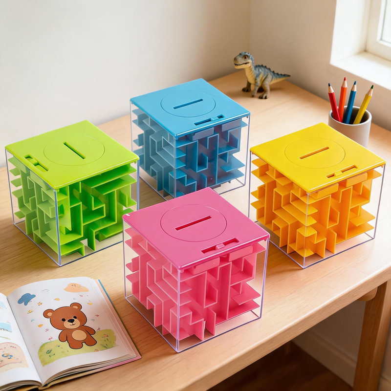 Brain Teaser Money Maze Puzzle Box Gift Set for Kids & Adults – Fun Piggy Bank Puzzle Game – Perfect for Savings, Birthdays & Christmas – Distinctive Cash Holder – 4 Pack – Blue+Green+Pink+Orange