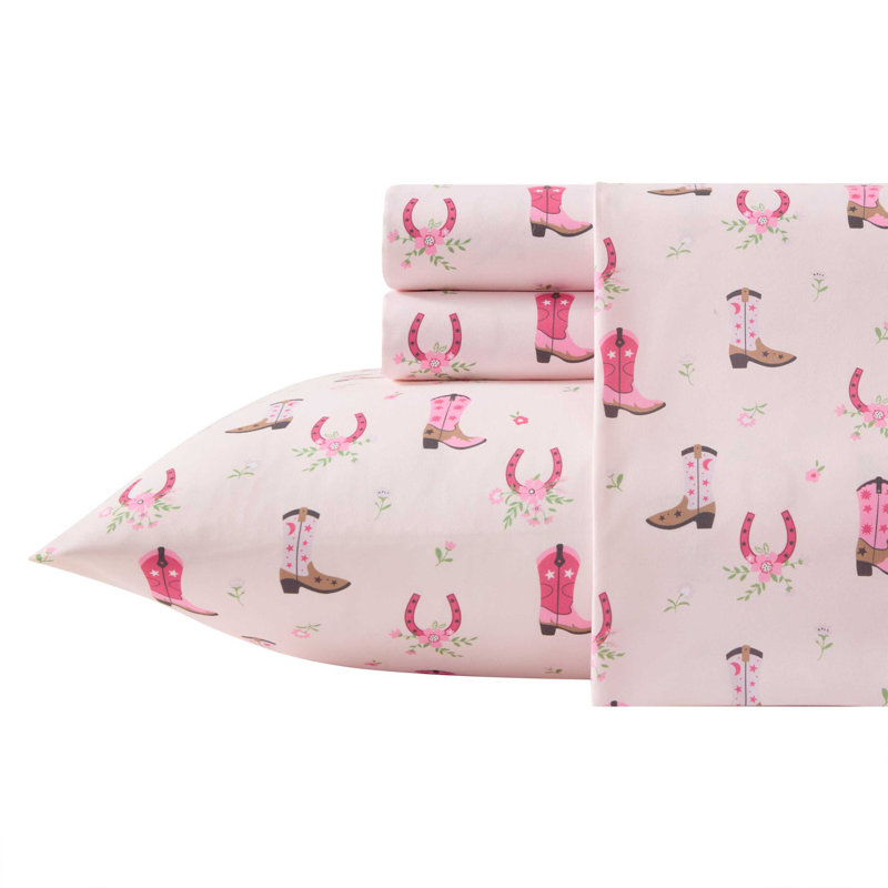 Wrangler Kids Cowgirl Dreams Pink Sheet Set, Full Sheet Set with 2 Pillowcase, Cowgirl Dreams Pink