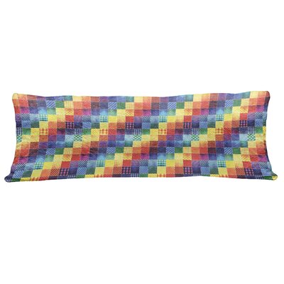 Ambesonne Abstract Fluffy Body Pillow Case Cover With Zipper, Rainbow Colored Square Shaped Diverse Patterns Diagonal Forms Geometric, Accent Long Pil -  wellbody_19423_50x140