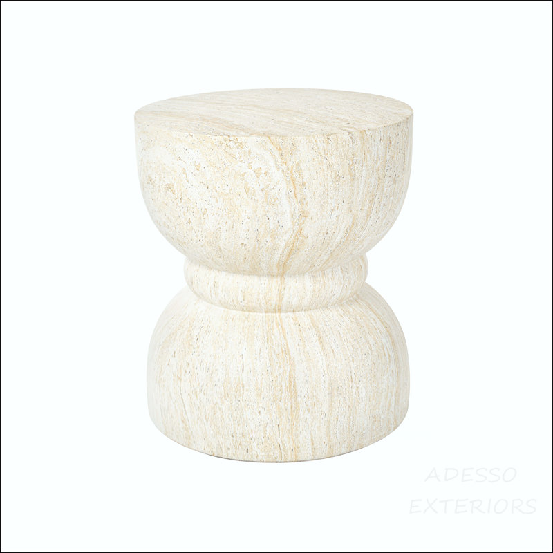 Table d'appoint Waist MGO avec finition en travertin, Beige clair