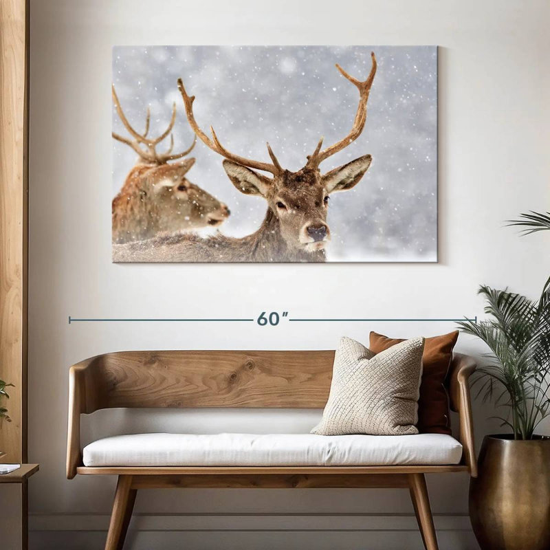 Cerf rouge d'hiver Brampt, H 32 po x l 48 po