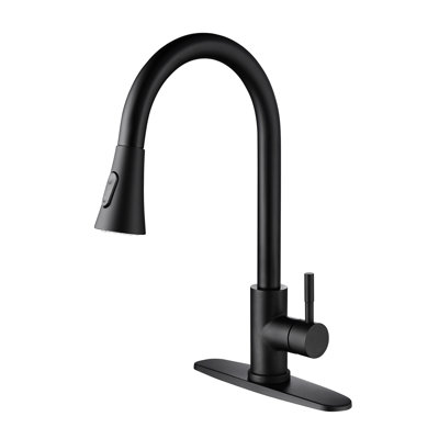 Pull Out Spray Kitchen Faucet Matte Black: Stainless Steel, 360 Rotating Head, Corrosion Coating, Easy Water Control With Single Lever In Spout, Protection, Handle For Diverse Demands