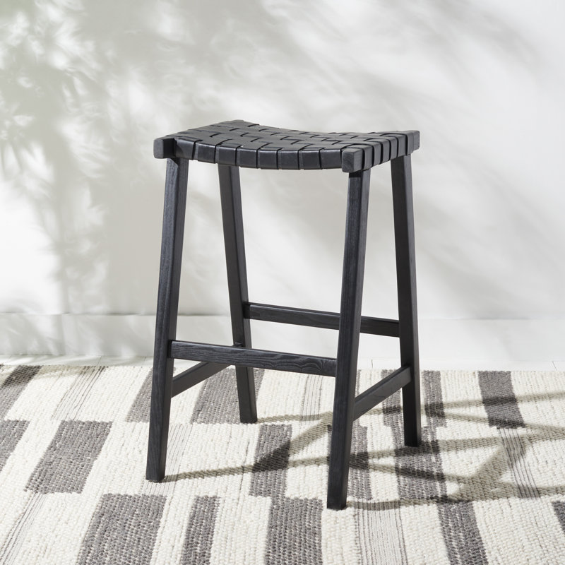 Tabouret de bar et de comptoir en cuir Alston, Tabouret de bar (siège d’une hauteur de 30 po), Noir, Noir