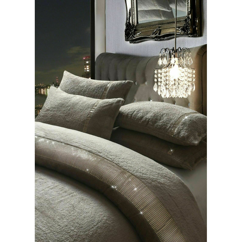 Almaden Striped Duvet Cover Set with Pillowcases, Beige, King Duvet Cover + 2 Standard Pillowcases
