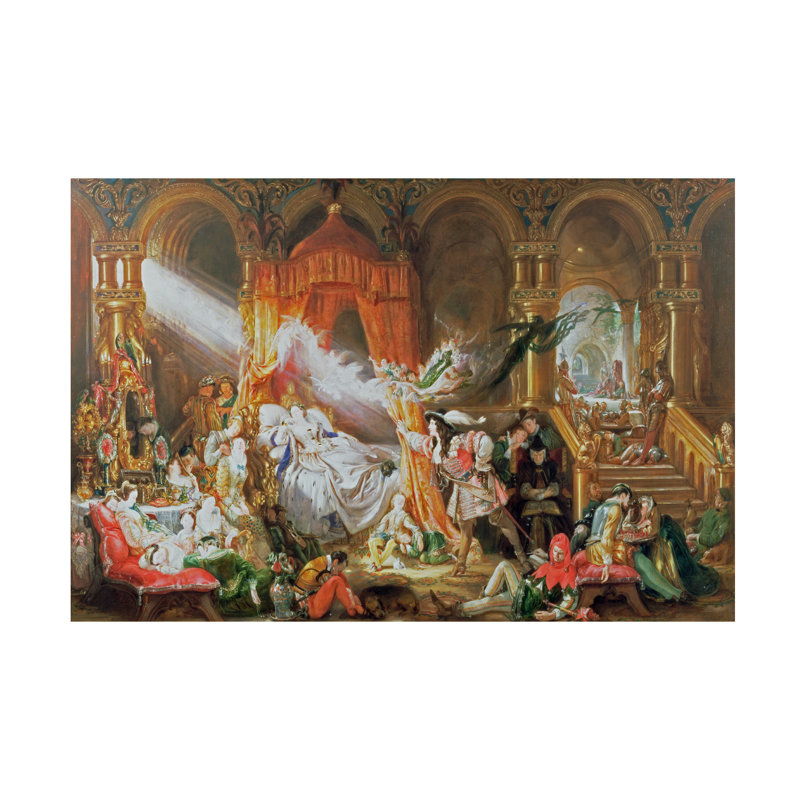 Art sur toile par Daniel Maclise, La Belle au bois dormant, 1842, H 12 po x l 19 po