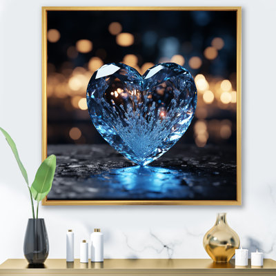 «Blue Neon Heart Shape II», art abstrait sur toile