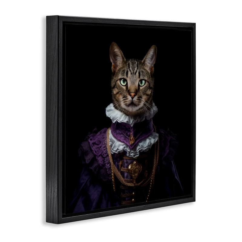 Cadre flottant Lady of Paws & Prestige, design par Kelley Parker, Cadre flottant noir de jais, H 18 po x l 18 po