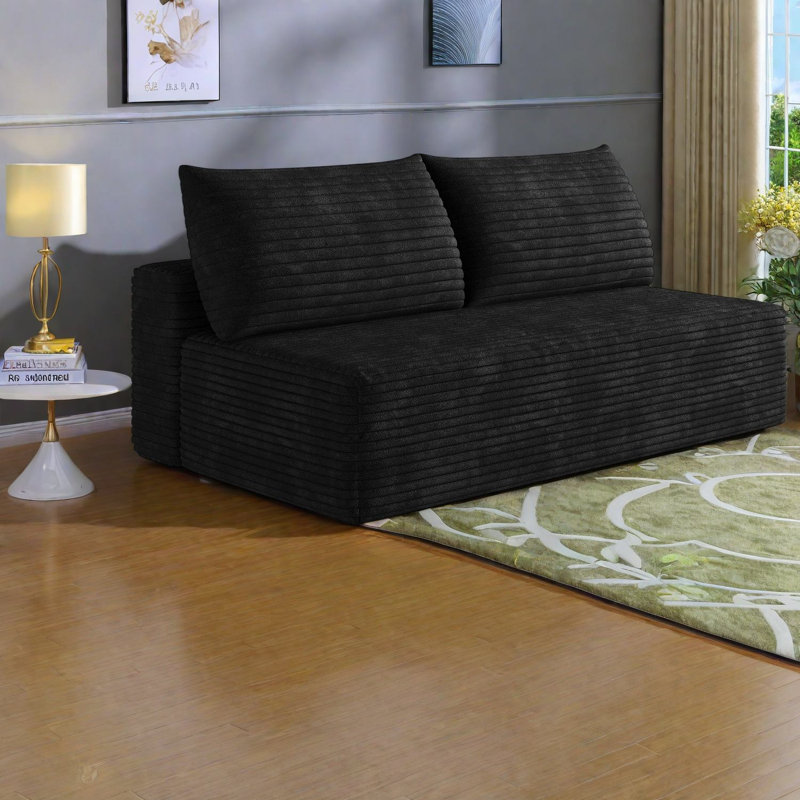 Canapés d'angle à compression, canapé compact moderne en velours côtelé moelleux pour la maison, Noir