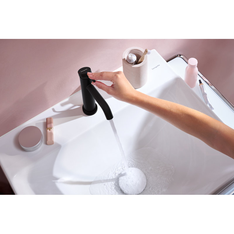 Matte Black Brass Single-Hole Bathroom Faucet with Pop-Up Drain