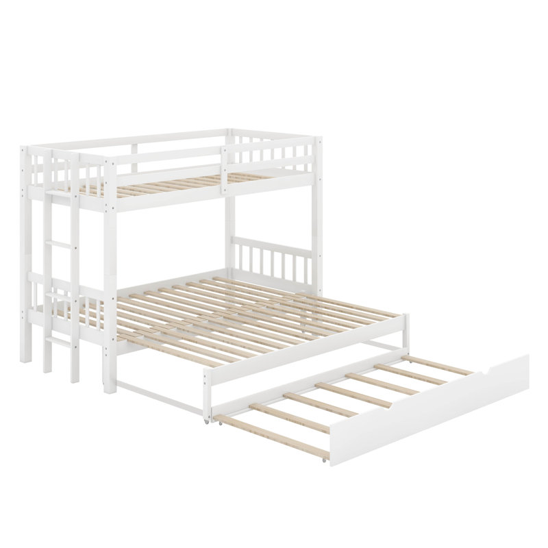 Lit simple superposé au dessus d'un lit gigogne, Blanc