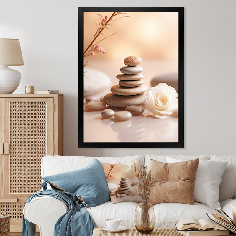 Spa Serenity Zen Stones délicat équilibre Cairn I - art mural en pierre spirituelle, H 20 po x l 12 po x P 1 po
