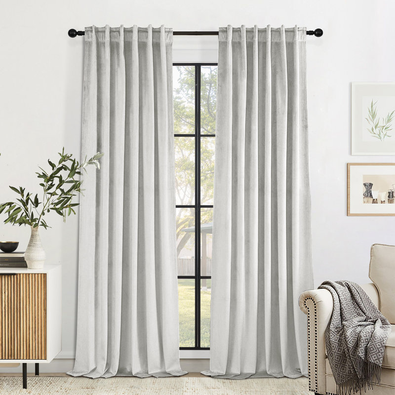 Thermal Blackout Curtain Panels, Gray White, 52" W x 108" L