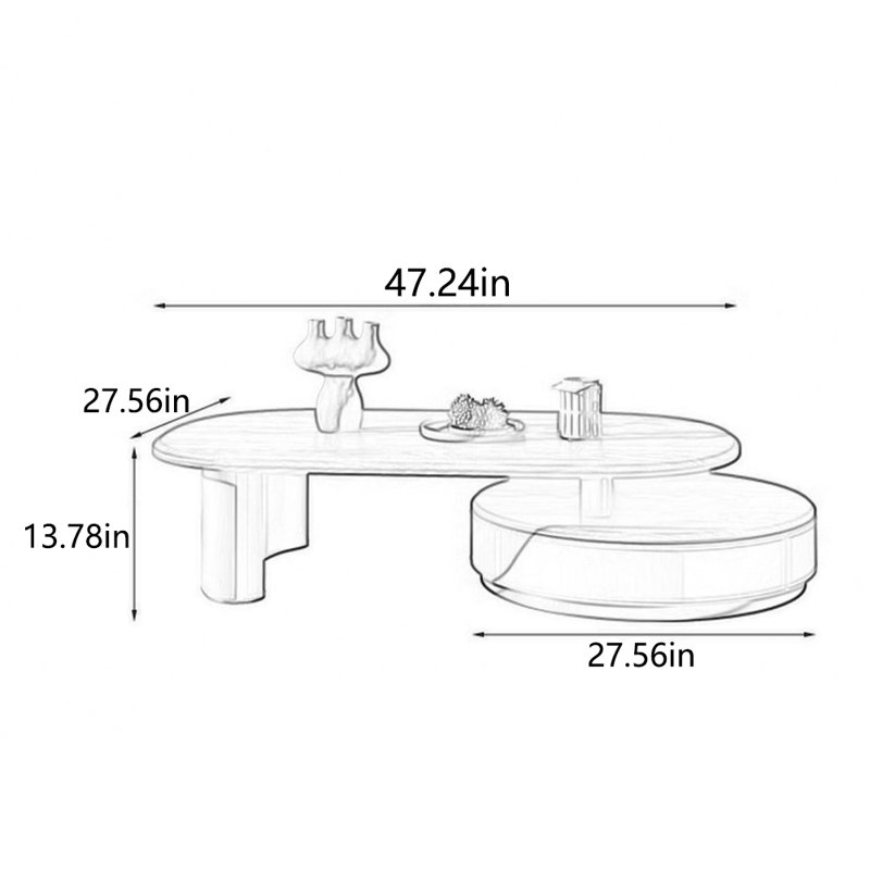 High-end saddle leather oval creative end table