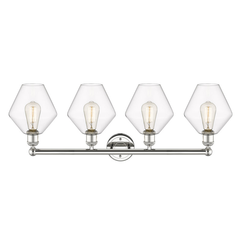 Éclairage de salle de bain à intensité variable 4 lumières Amylea, Transparent, Nickel poli