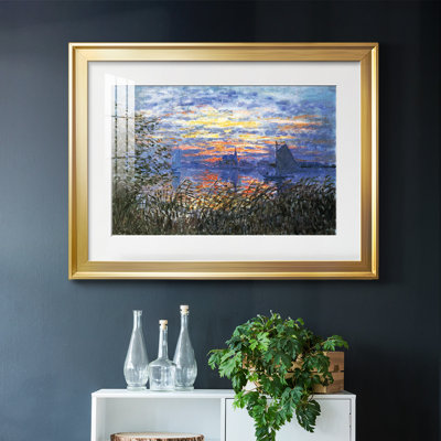 Coucher de soleil sur la seine, reproduction d'art encadrée sur papier par Claude Monet