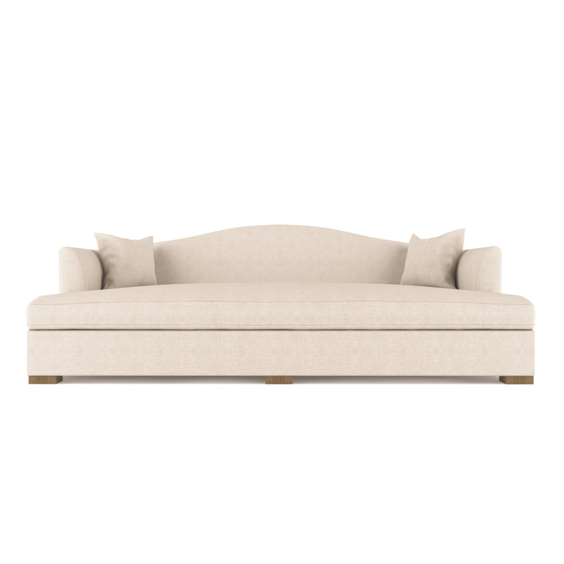 Horatio Camelback Taper Curved-Arm Daybed, Weathered, Plush Velvet Oyster