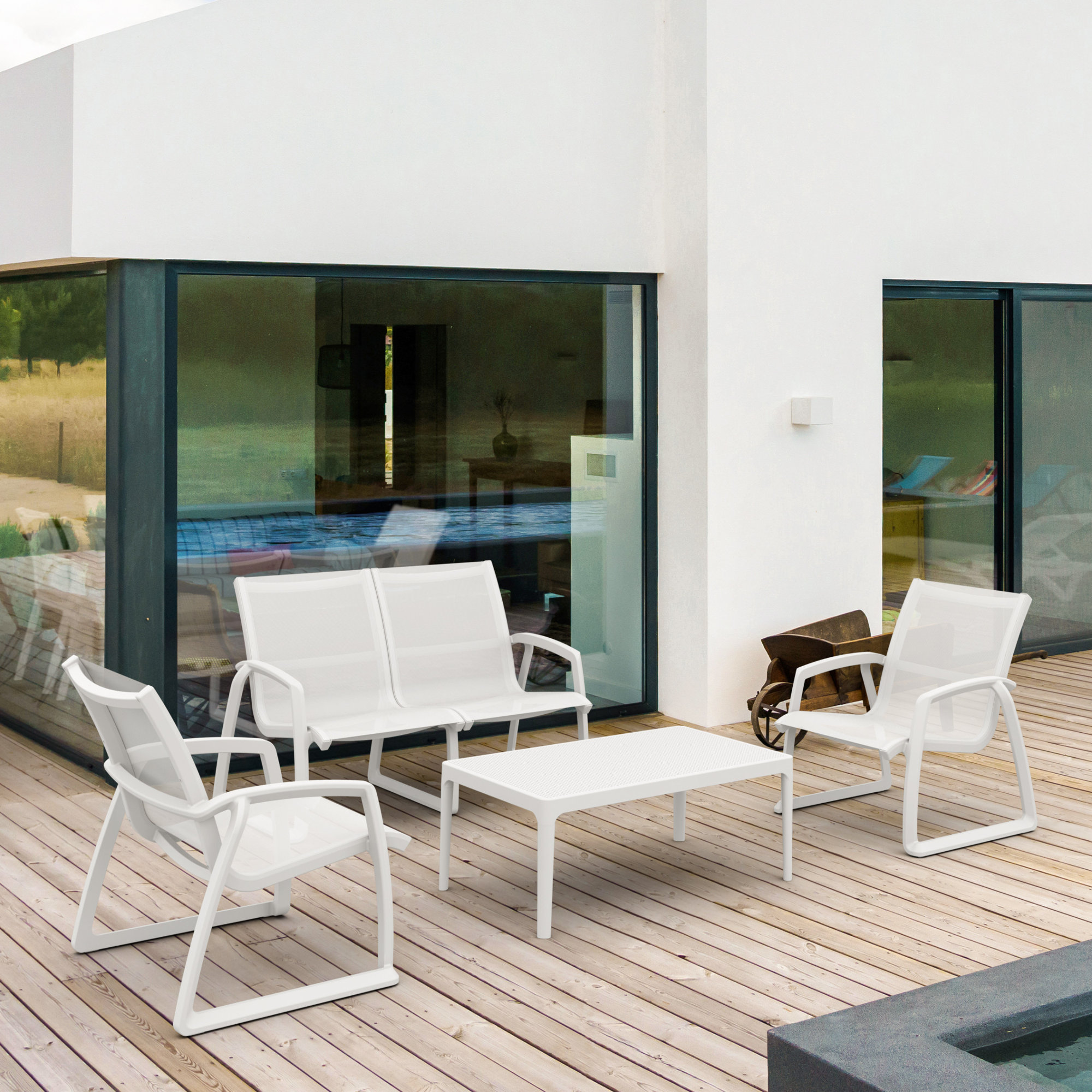 Farrah 4 - Person Patio Conversation Set, White