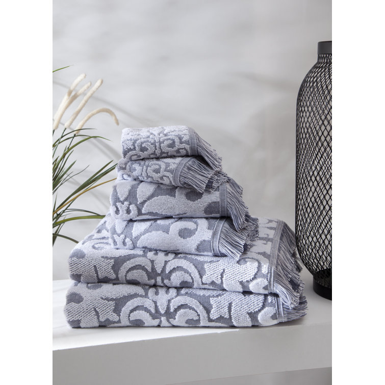 StyleWell Turkish Cotton White and Wheat Brown Stripe 12-Piece Fringe Bath Towel Set