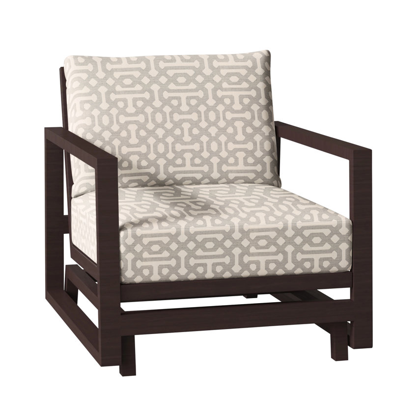 Avondale Patio Lounge Chair with Cushions, Cabana Stripe Midnight, Avondale Aluminum #60 Oak, No Welt