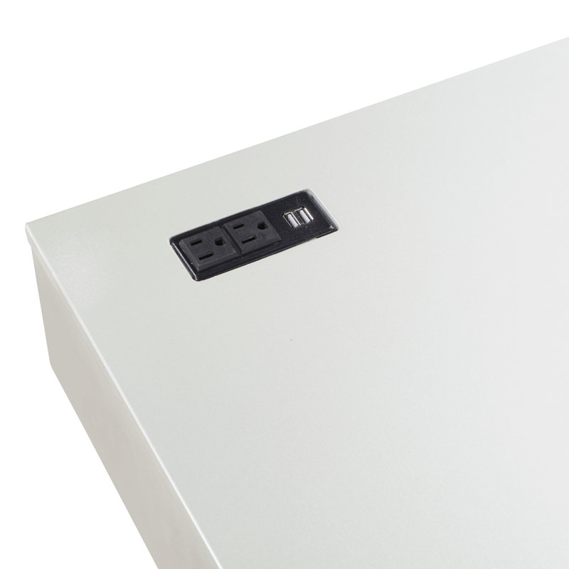 Jabary 47.25"H X 30"W 2-Drawer Writing Desk with Power Outlet, White