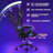 HOFFREE Gaming Chair With LED RGB Lights Massage Video Gamer Chairs With Footrest Ergonomic High Back Reclining Computer Chair With Adjustable Lumbar Support-104296948