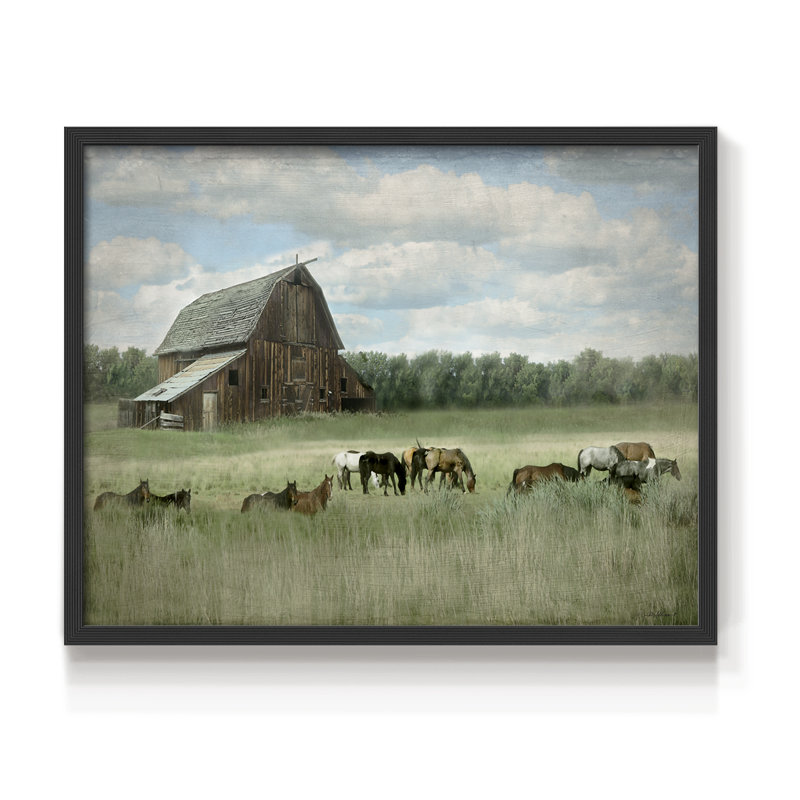 Serenity Pasture - Reproduction encadrée - Restickable, H 8 po x l 10 po, Noir, noir, noir, noir
