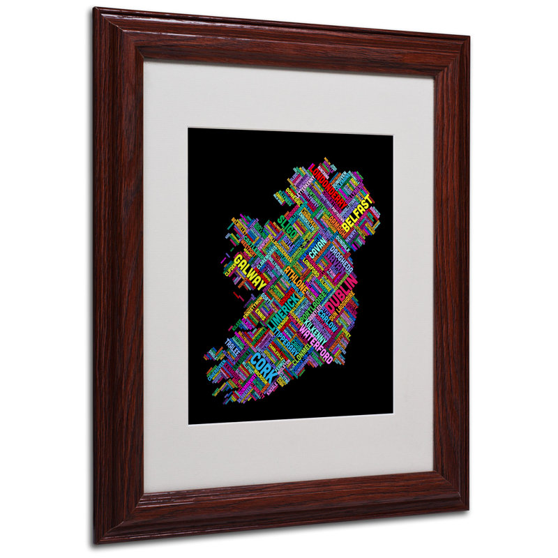« ireland v » par michael tompsett, art textuel encadré, H 20 po x l 16 po x P 0,5 po, Brun - Biseautée