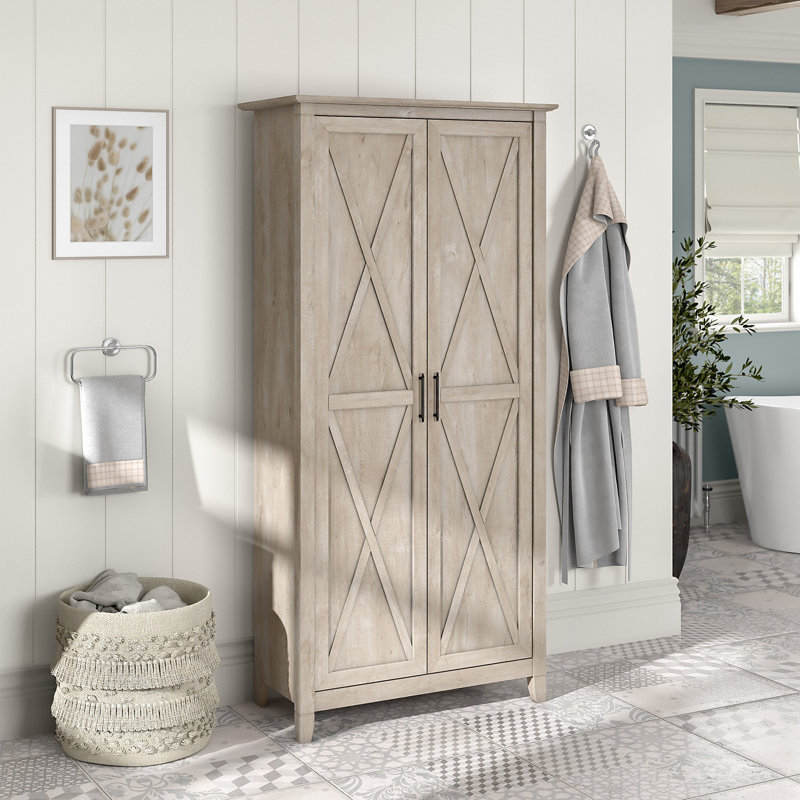 Huckins Free-Standing Bathroom Cabinet, Washed Gray