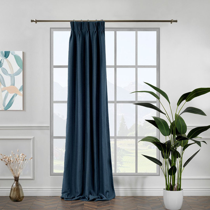Extra Long & Extra Wide Polyester Decorative Curtain Pinch Pleat Single Panel, 52" W x 100" L, Blue