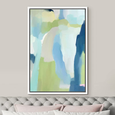 «Clean Green» et «Blue» multicolore, forme abstraite, art mural moderne sur toile encadrée