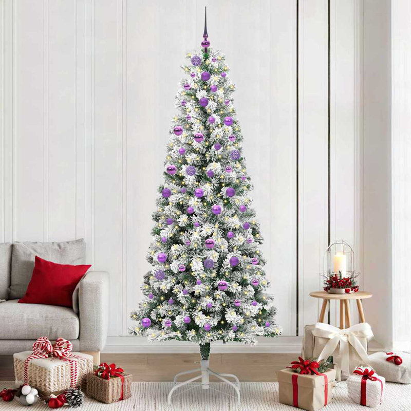 Artificial Hinged Christmas Tree Green and white, 7.87 ft
