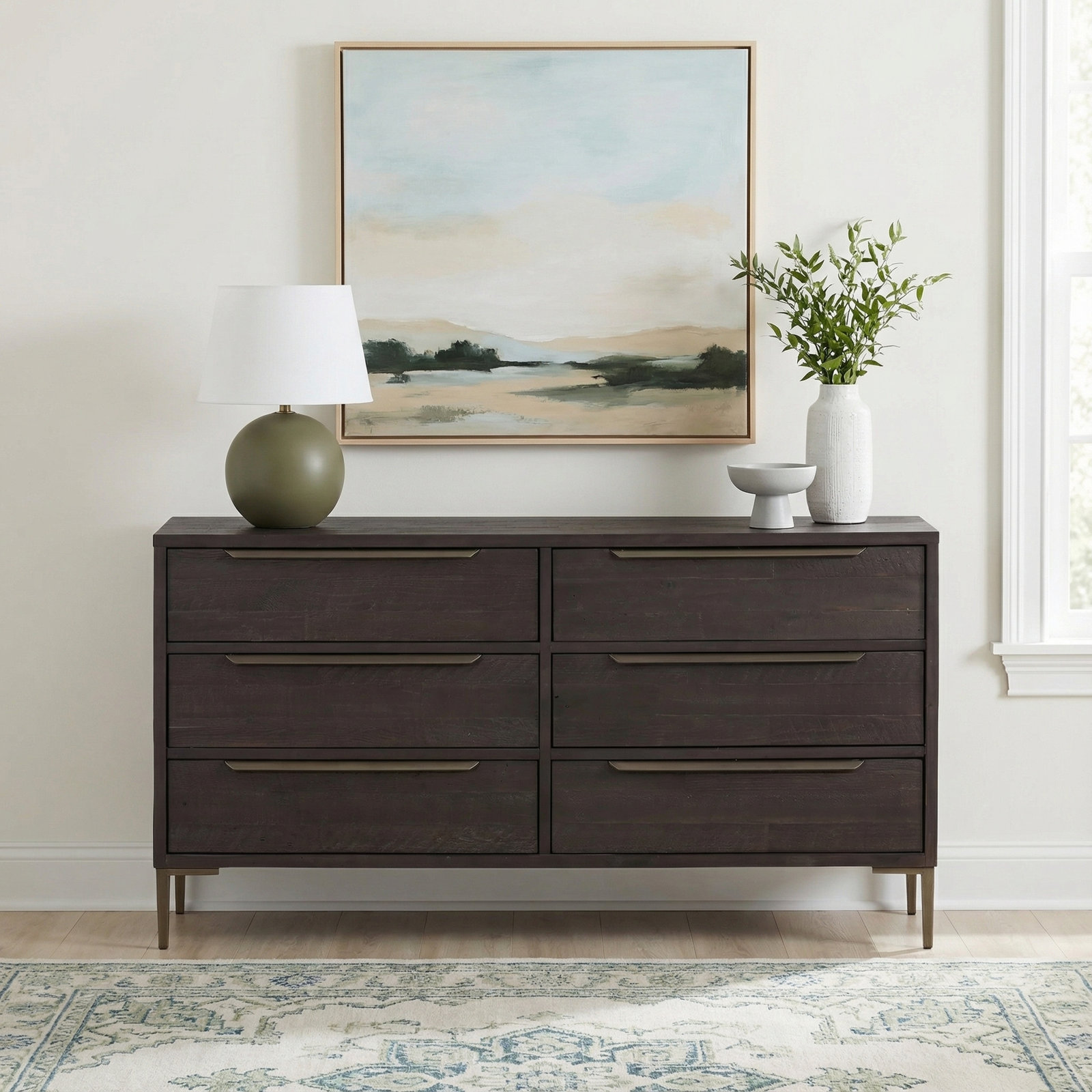 6 - Drawer Double Dresser, Black