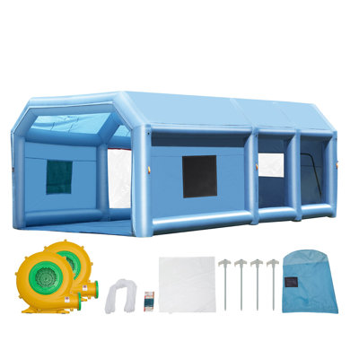 23ft Portable Inflatable Paint Booth with Dual Air Filtration System, Heavy-Duty PVC Spray Tent for Auto Body Repair and Small Trucks