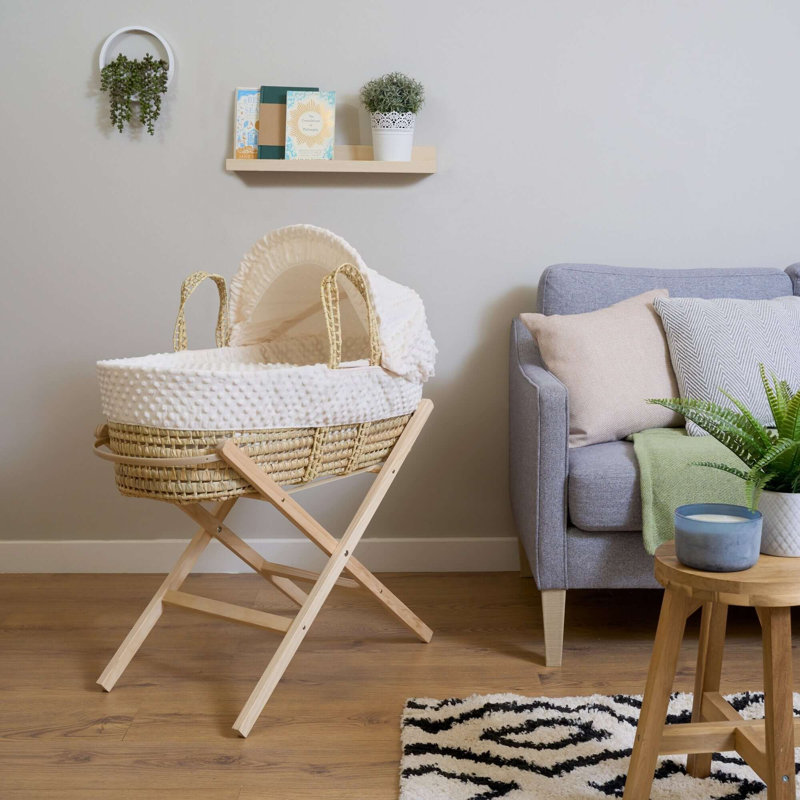 Dimple Palm Moses Basket, Cream