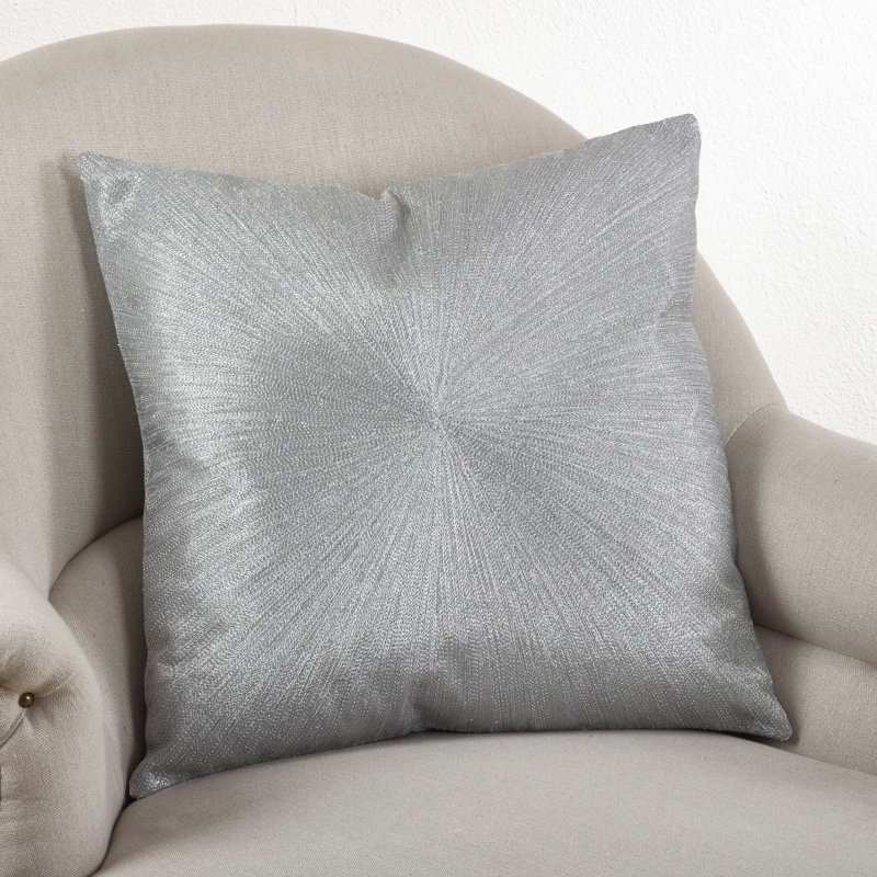 20" Square Silver Cotton Starburst Throw Pillow