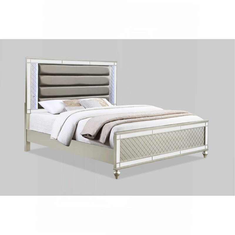 Mobilier de chambre à coucher en bois massif avec revêtement en similicuir de style moderne
