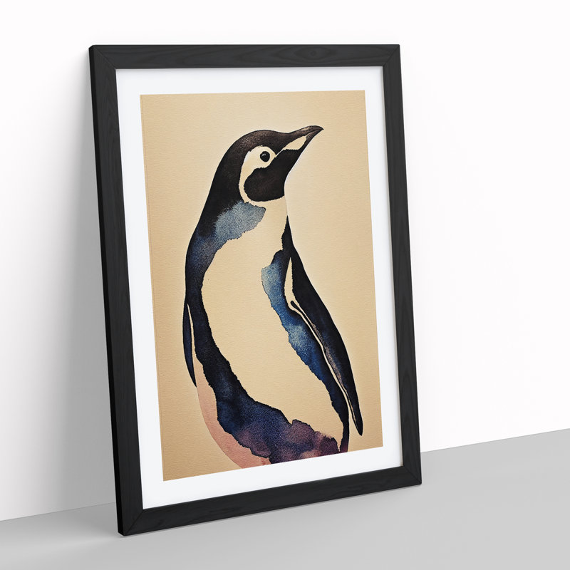 Penguin No.5 - Single Picture Frame Painting, Black, 34cm H x 25cm W x 2cm D