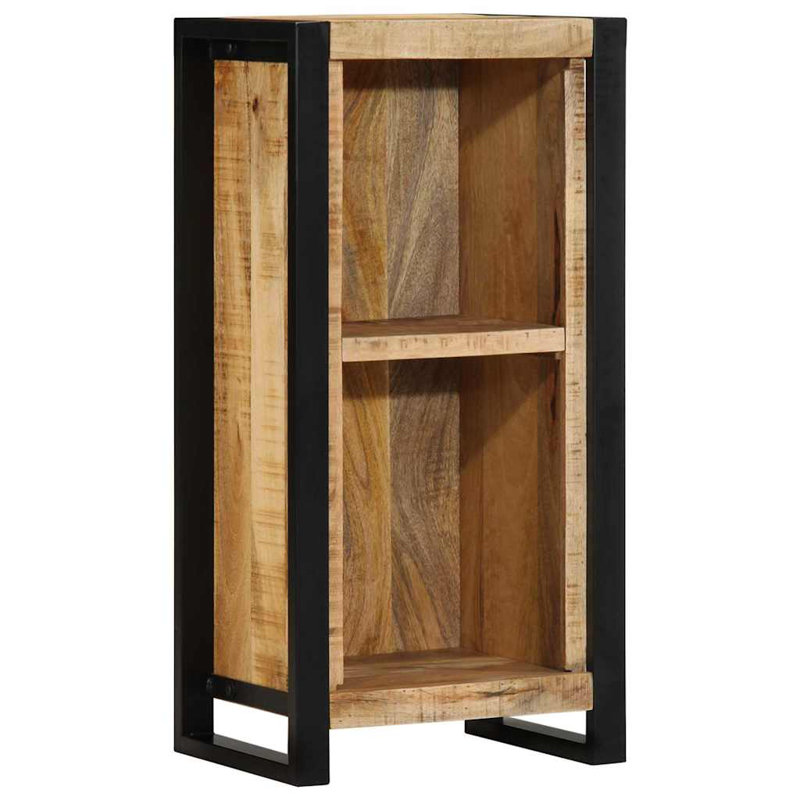 40cm W Metal Bedside Table, Dark Natural