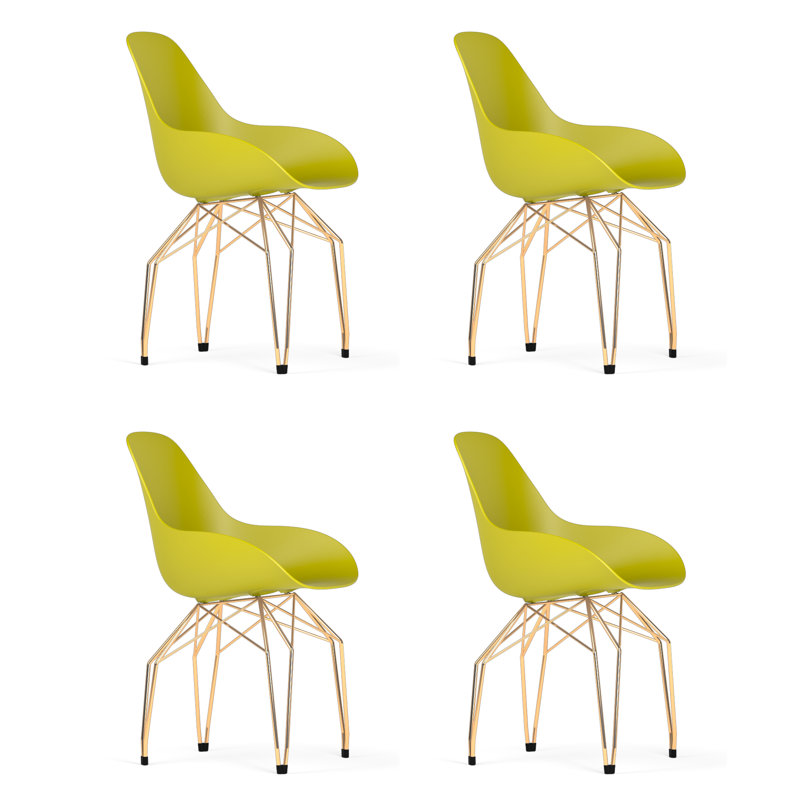 Chaises en diamant (ensemble de 4), Moutarde, Doré