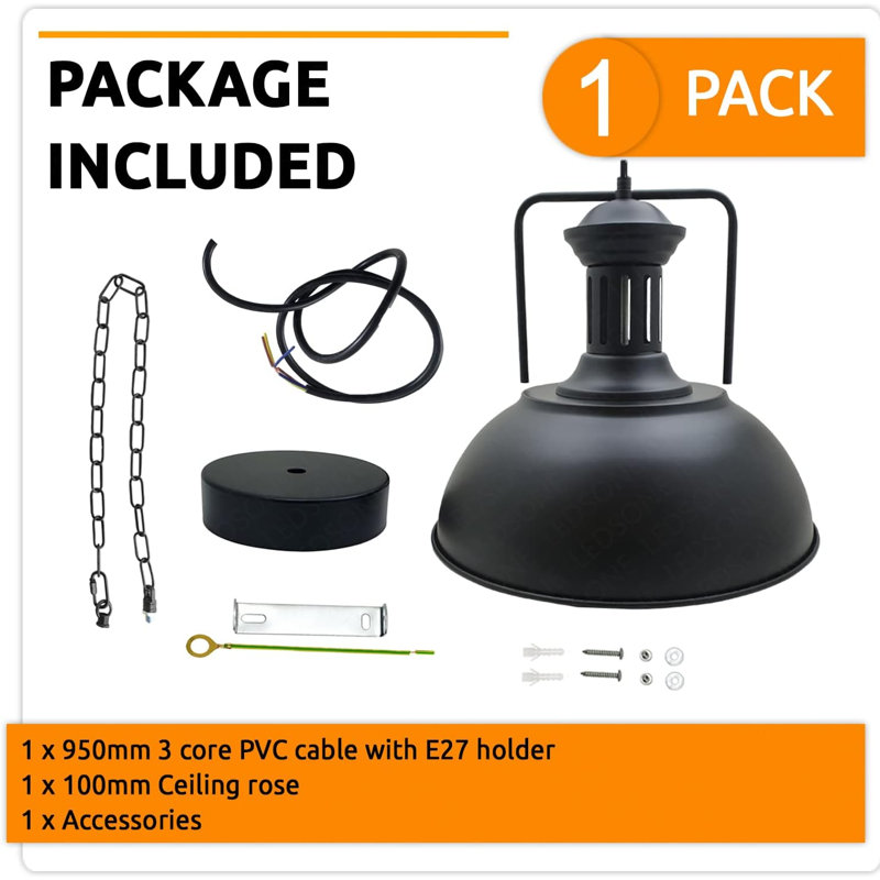 1 - Light Dome Pendant, Black