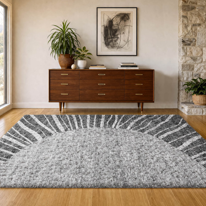 Tapis à poil long de qualité supérieure lavable à la machine ADS668, Gris anthracite, 10 pi x 14 pi