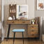 Coiffeuse de maquillage avec miroir tricolore à intensité variable, station de charge, sous-armoire à 5 tiroirs, tabouret moelleux-856403020