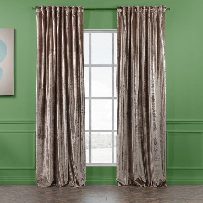 Extra Long & Extra Wide Shiny Velvet Curtain Panel (customized), 280cm Width x 450cm Drop, Stonewall